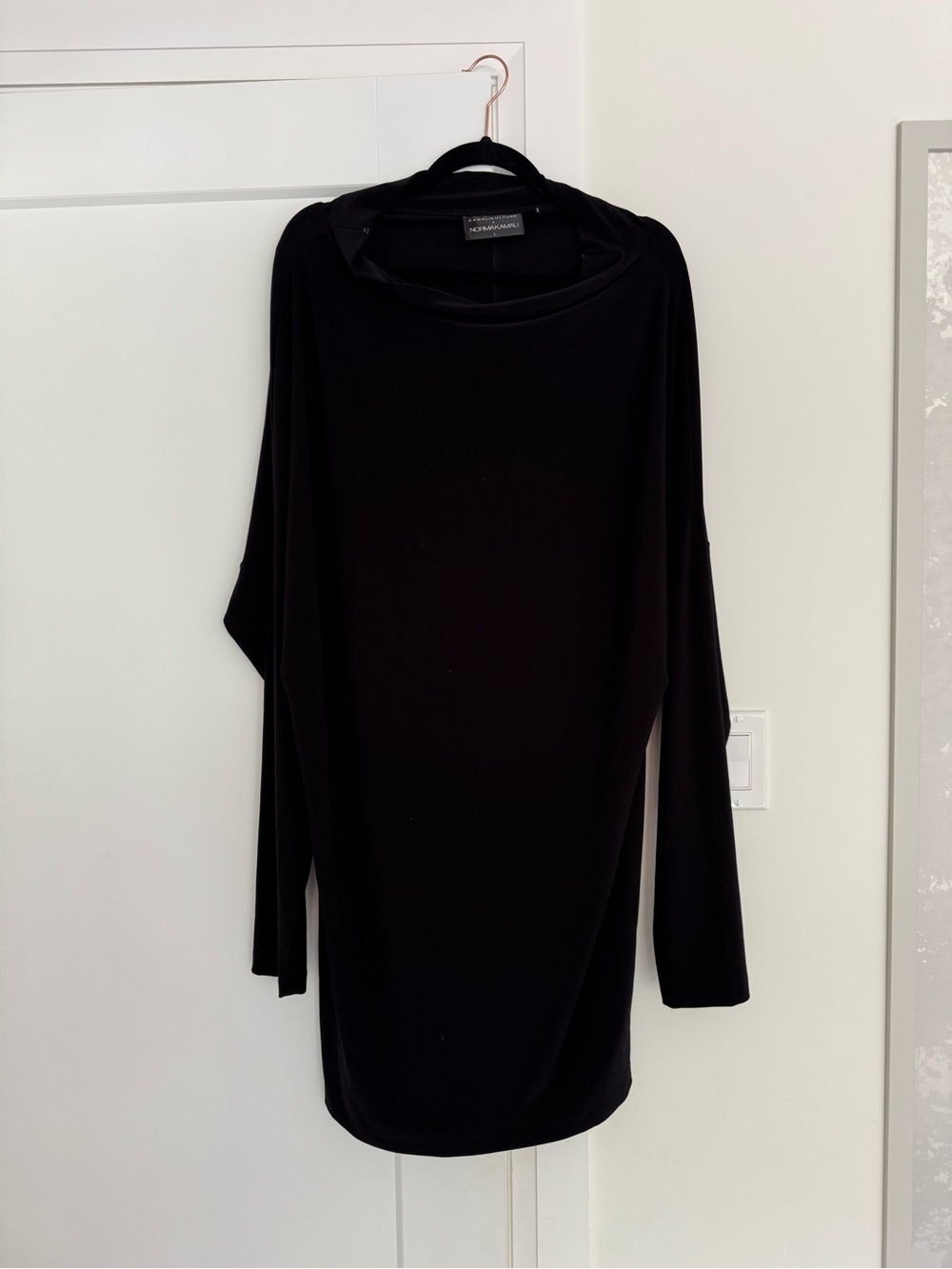 Norma Kamali Black Long Sleeve Dress – Dolman – Cowl Neck